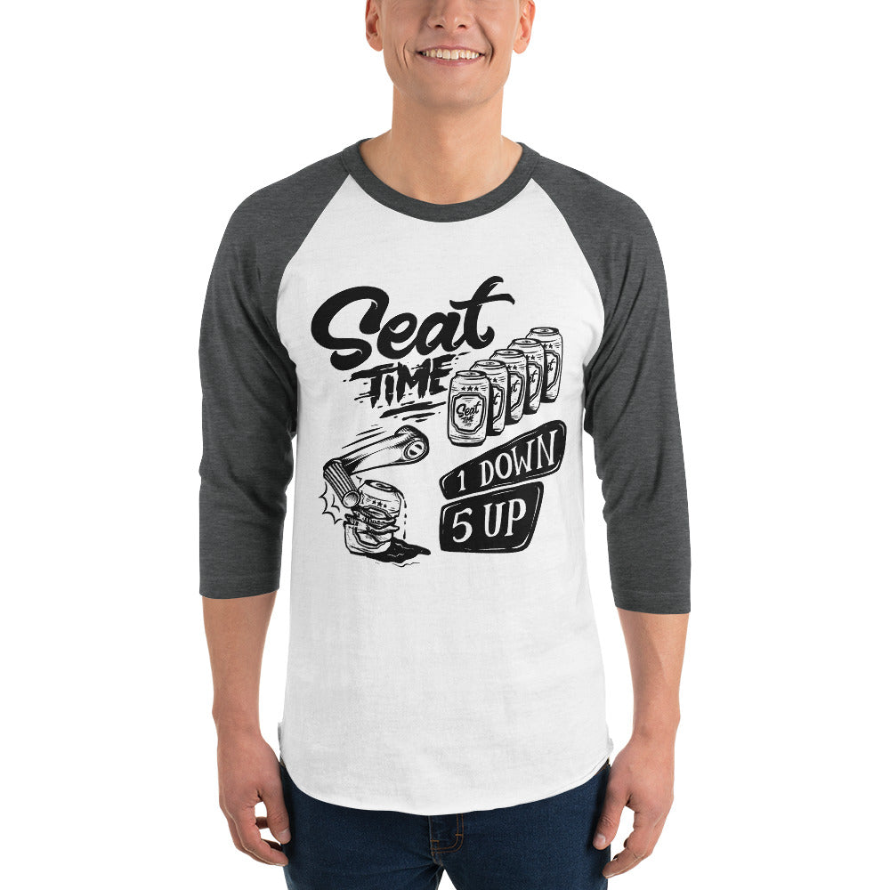 One Down, Five Up Shirt | Grey and White Raglan
