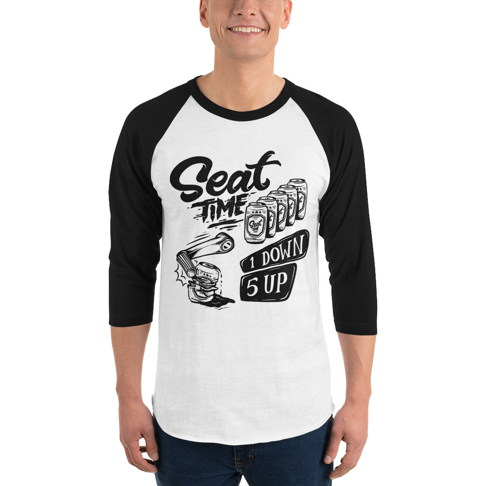 One Down, Five Up Shirt | White and Black Raglan